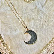 Crescent Moon stone pendant necklace - Bossy Plans