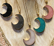 Crescent Moon stone pendant necklace