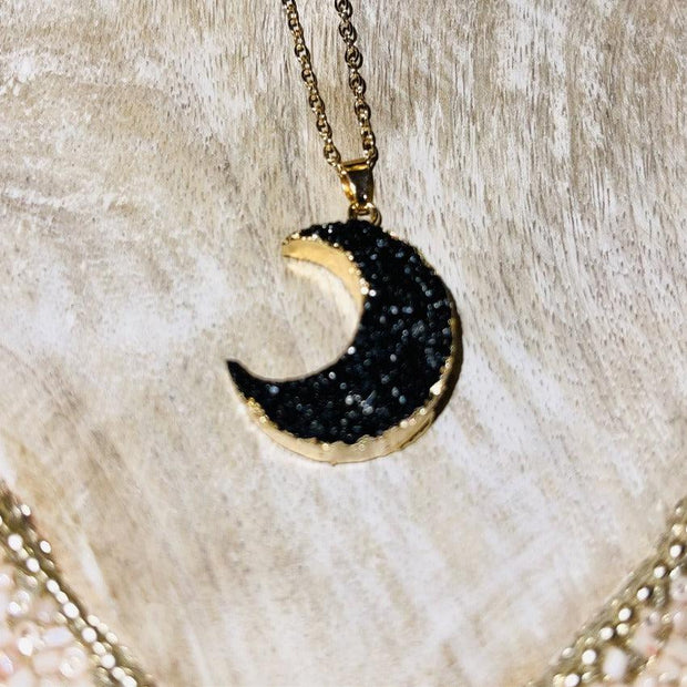 Crescent Moon stone pendant necklace - Bossy Plans