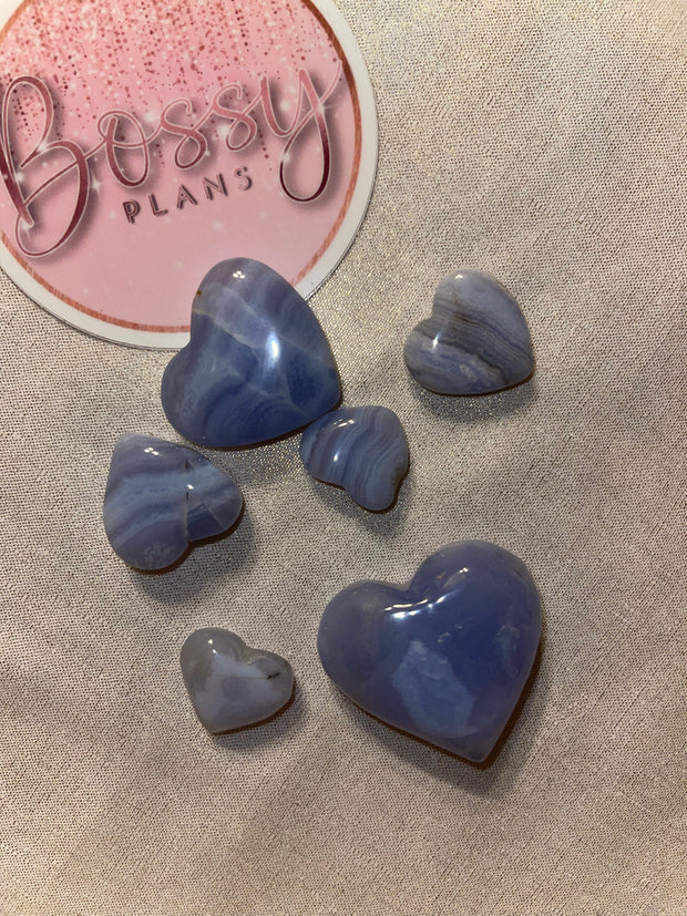 Blue lace agate heart (balance emotions) - Bossy Plans