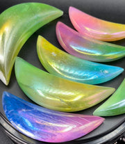 Selenite Rainbow Aura Moon Crystal - Bossy Plans